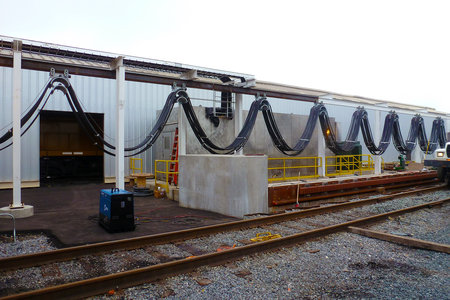 Picture of a Rail car dumper positioner system, powered by Conductix-Wampfler festoon system
