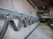 Energieversorgung eines Verschiebewagens in einer Ziegelfabrik